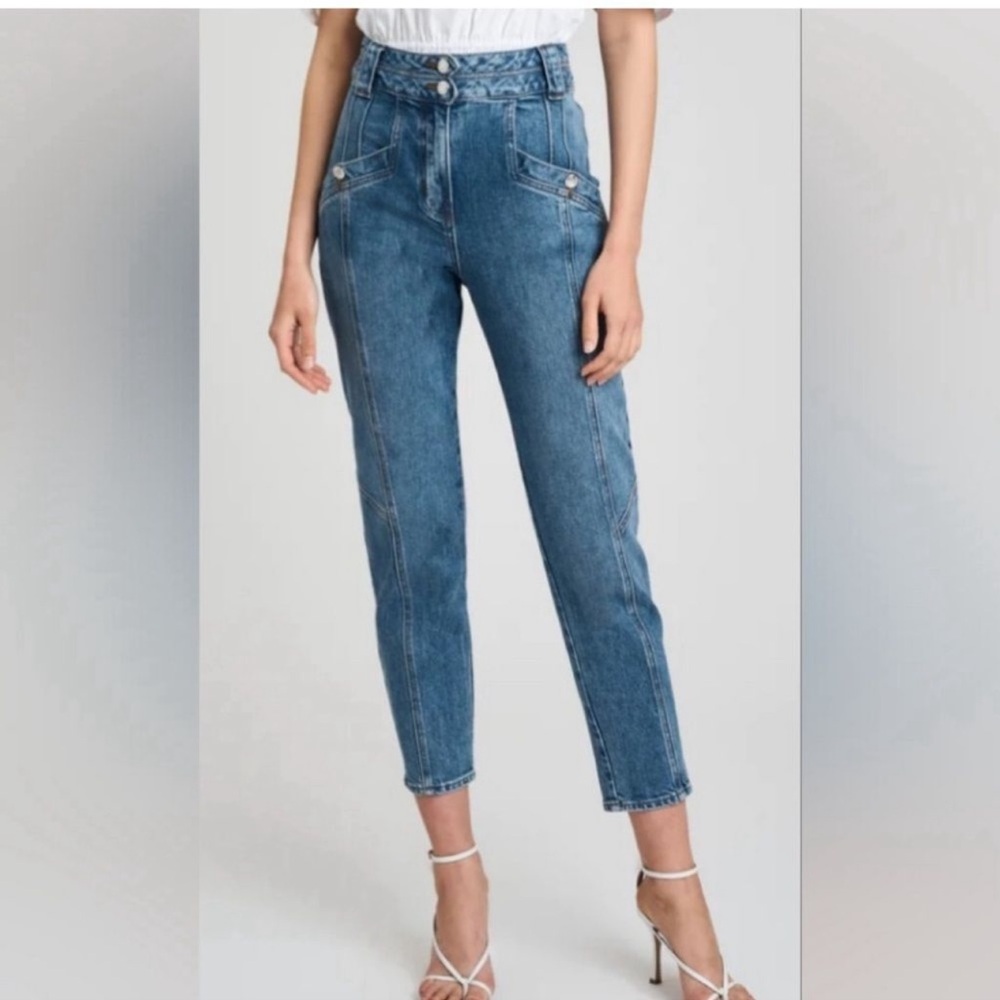 DEREK LAM 10 CROSBY Denim Womens Sz 27 Med Wash High Rise Double Button … - Picture 4 of 16